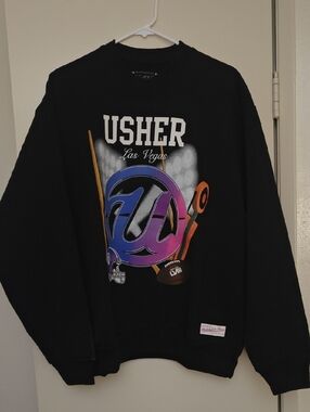 Usher Black Halftime Superbowl Sweater unisex Women's Large, Men's Medium